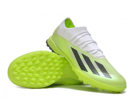 Adidas x23crazyfast.1 Laceless TF Low Soccer Cleats White Black Green For Men