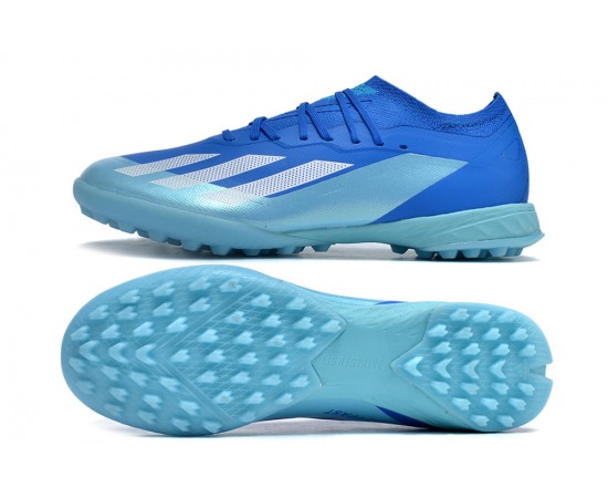 Adidas x23crazyfast.1 TF Low Soccer Cleats Blue Silver Orange For Men And Women