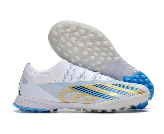 Adidas x23crazyfast.1 TF Low Soccer Cleats White Blue Gold For Men And Women