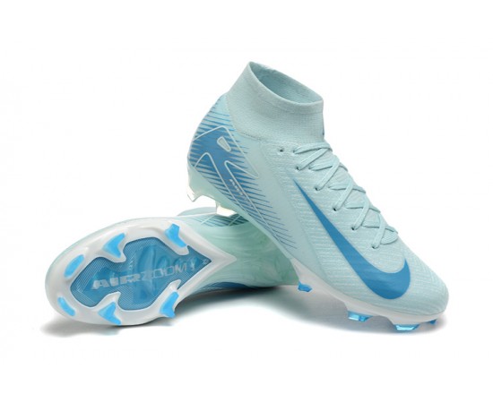 Nike Air Zoom Mercurial Superfly 10 Elite FG High Top Blue Grey Soccer Cleats For Men