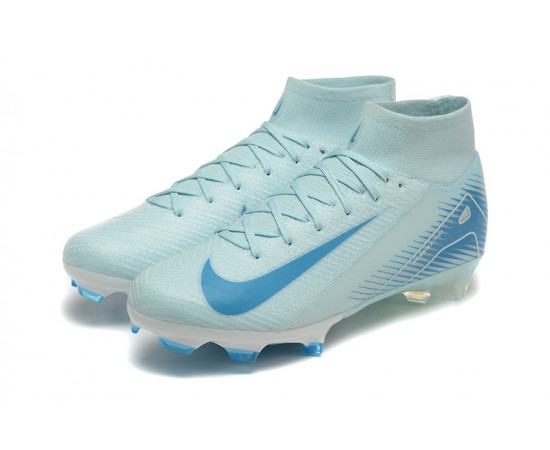 Nike Air Zoom Mercurial Superfly 10 Elite FG High Top Blue Grey Soccer Cleats For Men