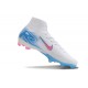 Nike Air Zoom Mercurial Superfly 10 Elite FG White Pink Ltblue High Top Soccer Cleats For Women And Men