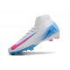 Nike Air Zoom Mercurial Superfly 10 Elite FG White Pink Ltblue High Top Soccer Cleats For Women And Men