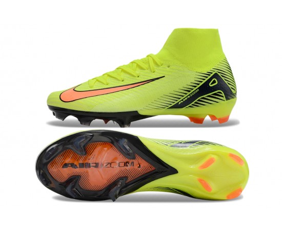 Nike Air Zoom Mercurial Superfly 10 Elite FG Yellow Black And Orange Soccer Cleats For Women And Men