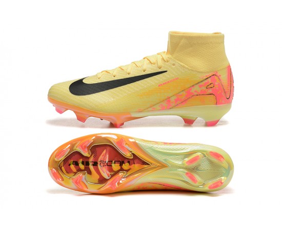 Nike Air Zoom Mercurial Superfly 10 Elite FG Yellow Black Pink High Top Soccer Cleats For Men