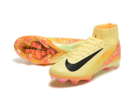 Nike Air Zoom Mercurial Superfly 10 Elite FG Yellow Black Pink High Top Soccer Cleats For Men