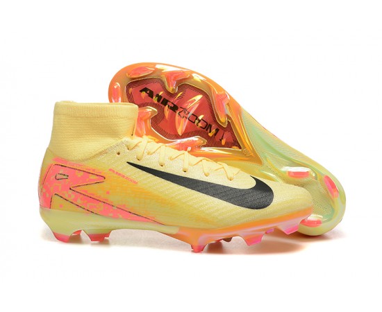 Nike Air Zoom Mercurial Superfly 10 Elite FG Yellow Black Pink High Top Soccer Cleats For Men