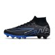 Nike Air Zoom Mercurial Superfly 9 Elite AG High Top Soccer Cleats Black Blue White For Men