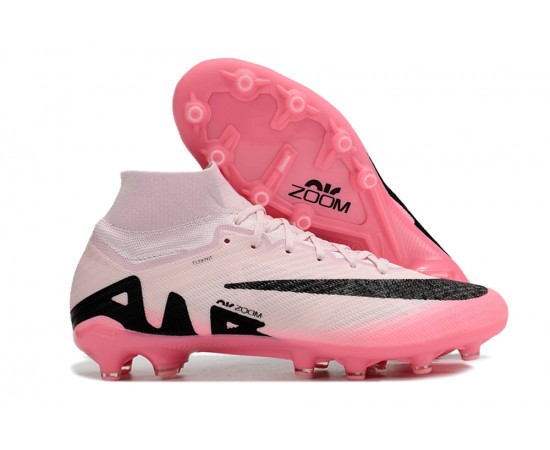 Nike Air Zoom Mercurial Superfly 9 Elite AG High Top Soccer Cleats Pink White Black For Men