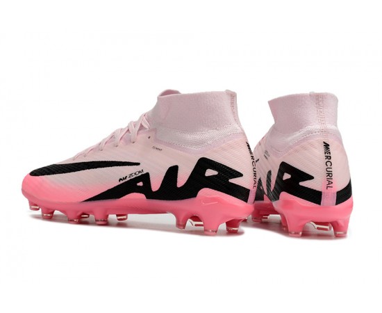 Nike Air Zoom Mercurial Superfly 9 Elite AG High Top Soccer Cleats Pink White Black For Men