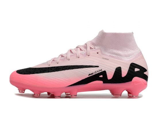 Nike Air Zoom Mercurial Superfly 9 Elite AG High Top Soccer Cleats Pink White Black For Men