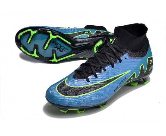 Nike Air Zoom Mercurial Superfly 9 Elite FG High Top Soccer Cleats Black Green Blue For Men And Women