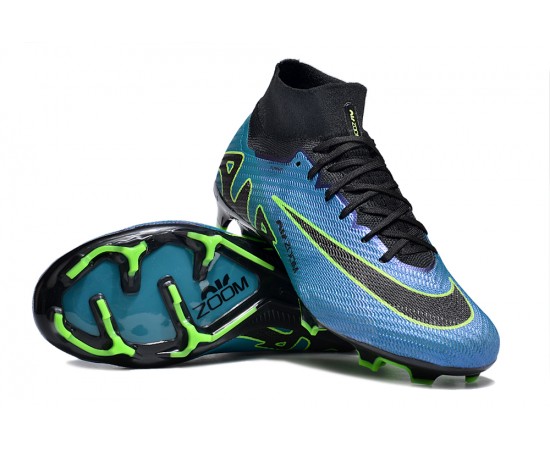 Nike Air Zoom Mercurial Superfly 9 Elite FG High Top Soccer Cleats Black Green Blue For Men And Women