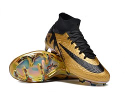 Nike Air Zoom Mercurial Superfly 9 Elite FG High Top Soccer Cleats Gold Black For Men And Women 