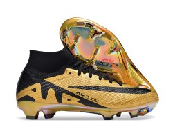 Nike Air Zoom Mercurial Superfly 9 Elite FG High Top Soccer Cleats Gold Black For Men And Women 