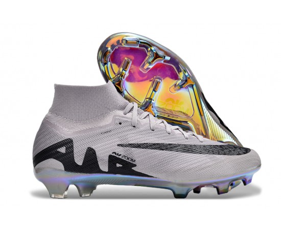 Nike Air Zoom Mercurial Superfly 9 Elite FG High Top Soccer Cleats Grey Black For Men And Women