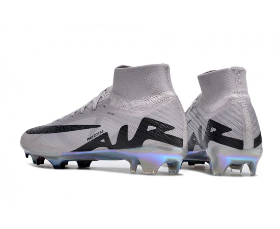 Nike Air Zoom Mercurial Superfly 9 Elite FG High Top Soccer Cleats Grey Black For Men And Women