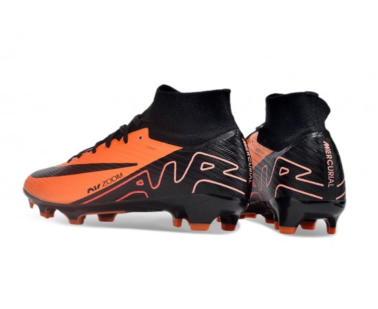 Nike Air Zoom Mercurial Superfly 9 Elite FG High Top Soccer Cleats Orange Black For Men And Women