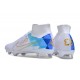 Nike Air Zoom Mercurial Superfly 9 Elite FG High Top Soccer Cleats White Blue For Men And Women