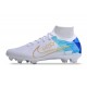 Nike Air Zoom Mercurial Superfly 9 Elite FG High Top Soccer Cleats White Blue For Men And Women