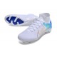 Nike Air Zoom Mercurial Superfly 9 Elite FG High Top Soccer Cleats White Blue For Men And Women