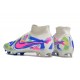 Nike Air Zoom Mercurial Superfly 9 Elite FG High Top Soccer Cleats White Blue Pink For Men And Women