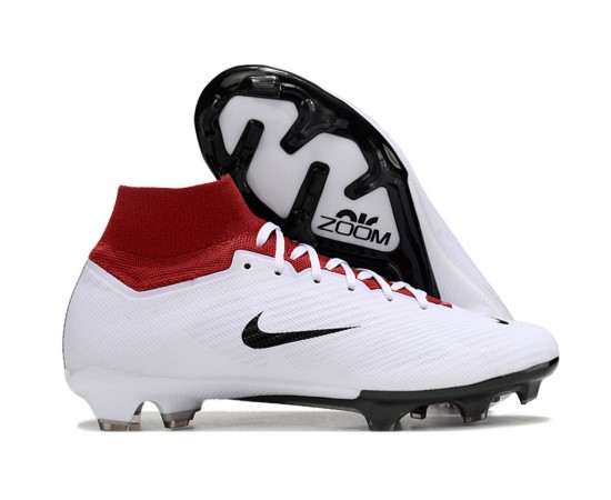 Nike Air Zoom Mercurial Superfly 9 Elite FG High Top Soccer Cleats White Red Black For Men And Women