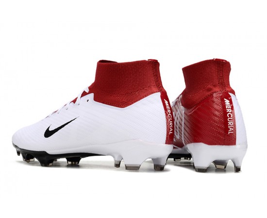 Nike Air Zoom Mercurial Superfly 9 Elite FG High Top Soccer Cleats White Red Black For Men And Women