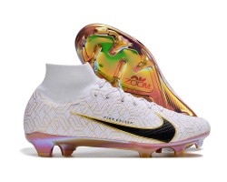 Nike Air Zoom Mercurial Superfly 9 Elite FG High Top Soccer Cleats White Yellow For Men And Women 