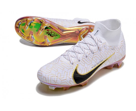 Nike Air Zoom Mercurial Superfly 9 Elite FG High Top Soccer Cleats White Yellow For Men And Women