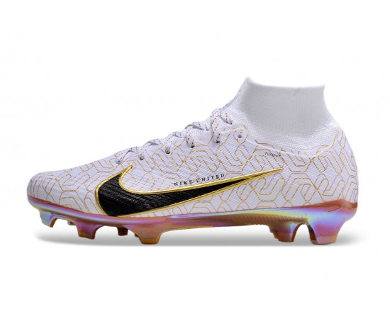 Nike Air Zoom Mercurial Superfly 9 Elite FG High Top Soccer Cleats White Yellow For Men And Women