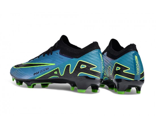 Nike Air Zoom Mercurial Vapor 15 Elite FG Low Soccer Cleats Blue Black Green For Men And Women