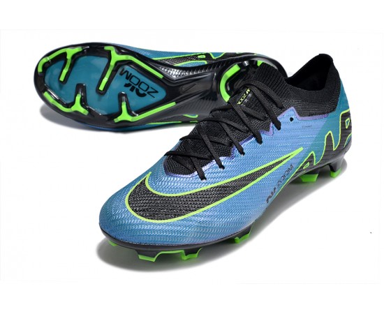 Nike Air Zoom Mercurial Vapor 15 Elite FG Low Soccer Cleats Blue Black Green For Men And Women