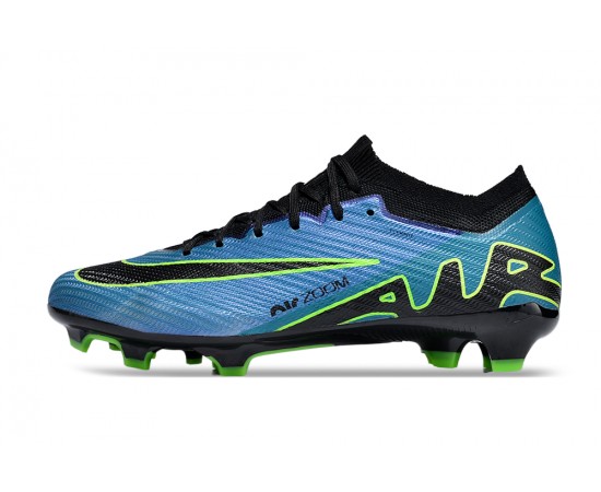 Nike Air Zoom Mercurial Vapor 15 Elite FG Low Soccer Cleats Blue Black Green For Men And Women