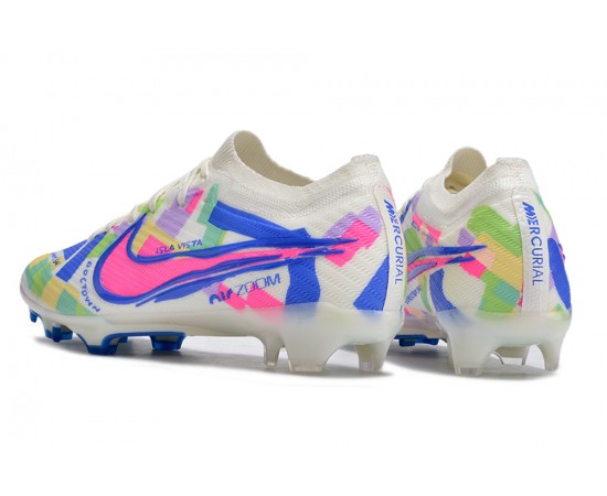 Nike Air Zoom Mercurial Vapor 15 Elite FG Low Soccer Cleats Blue Pink White For Men And Women