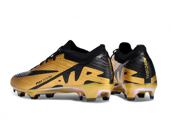 Nike Air Zoom Mercurial Vapor 15 Elite FG Low Soccer Cleats Gold Black For Men And Women