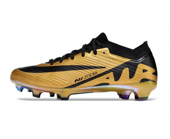 Nike Air Zoom Mercurial Vapor 15 Elite FG Low Soccer Cleats Gold Black For Men And Women