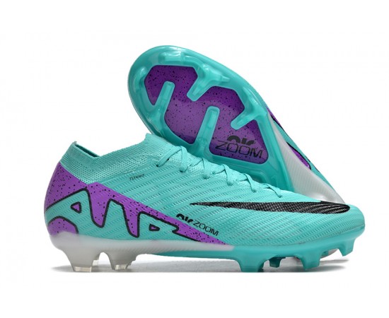 Nike Air Zoom Mercurial Vapor 15 Elite FG Low Soccer Cleats Ltblue Purple Black For Men And Women