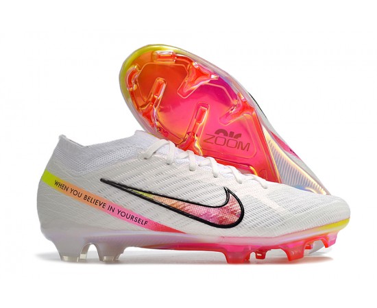 Nike Air Zoom Mercurial Vapor 15 Elite FG Low Soccer Cleats White Peach For Men And Women