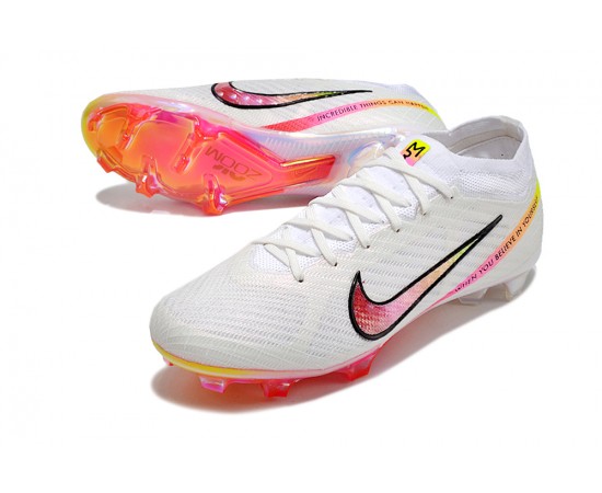 Nike Air Zoom Mercurial Vapor 15 Elite FG Low Soccer Cleats White Peach For Men And Women