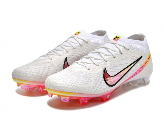 Nike Air Zoom Mercurial Vapor 15 Elite FG Low Soccer Cleats White Peach For Men And Women