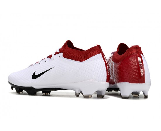 Nike Air Zoom Mercurial Vapor 15 Elite FG Low Soccer Cleats White Red Black For Men And Women