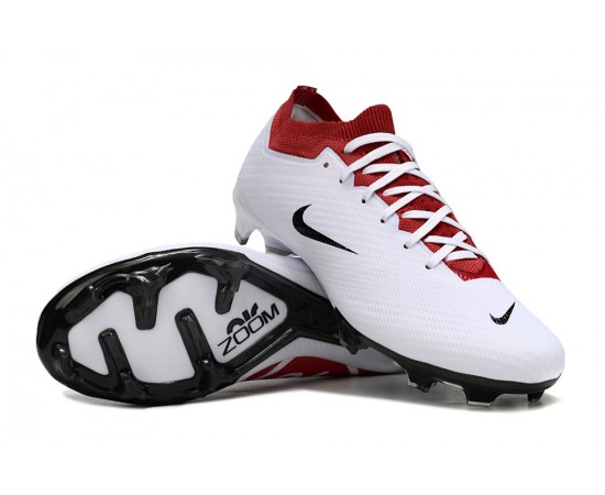 Nike Air Zoom Mercurial Vapor 15 Elite FG Low Soccer Cleats White Red Black For Men And Women