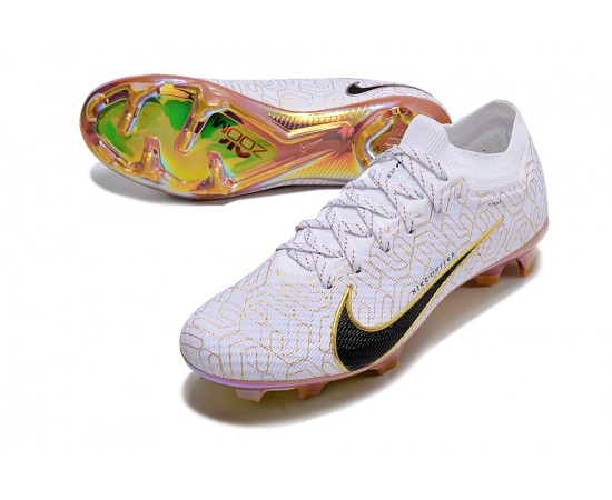 Nike Air Zoom Mercurial Vapor 15 Elite FG Low Soccer Cleats White Yellow For Men And Women