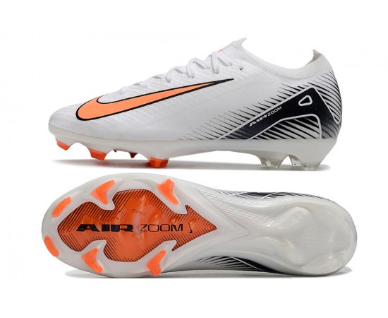 Nike Air Zoom Mercurial Vapor 16 Elite FG Low White Black Orange Soccer Cleats For Men