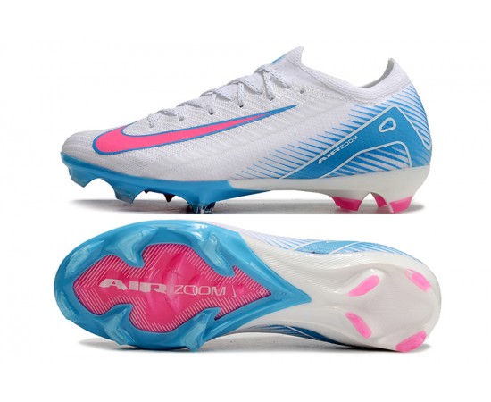 Nike Air Zoom Mercurial Vapor 16 Elite FG Low White Pink Blue Soccer Cleats For Men