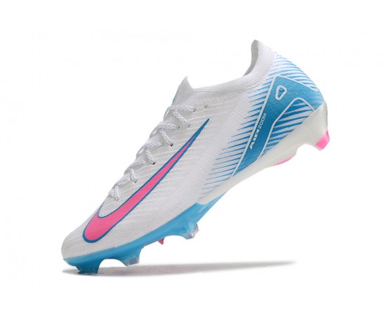 Nike Air Zoom Mercurial Vapor 16 Elite FG Low White Pink Blue Soccer Cleats For Men