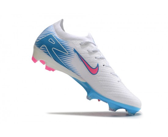 Nike Air Zoom Mercurial Vapor 16 Elite FG Low White Pink Blue Soccer Cleats For Men