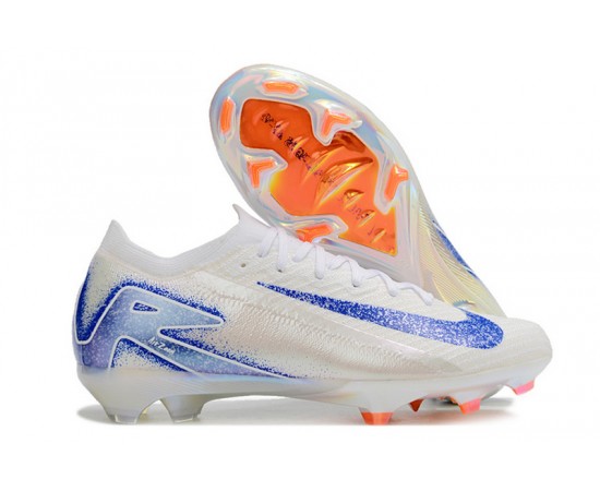 Nike Air Zoom Mercurial Vapor 16 Elite FG White Blue Low Soccer Cleats For Women And Men