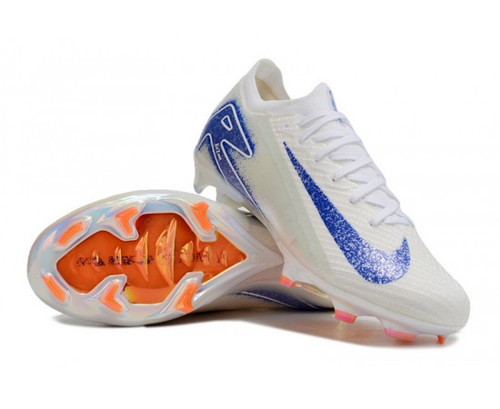 Nike Air Zoom Mercurial Vapor 16 Elite FG White Blue Low Soccer Cleats For Women And Men